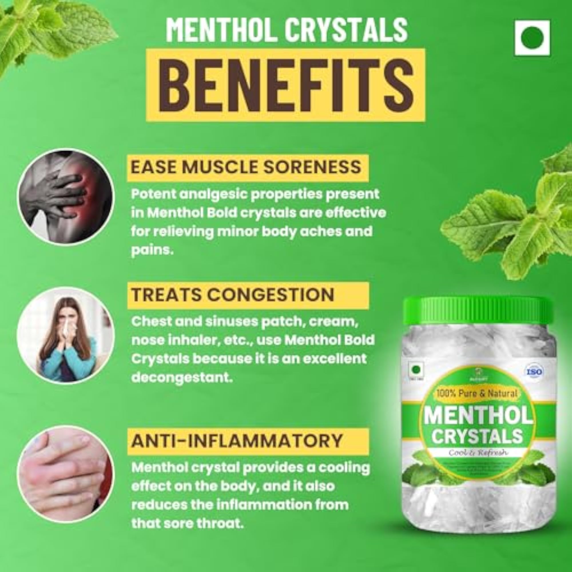 AAAL 100% Pure Menthol Crystals 100g, Freshness Sealed Pack