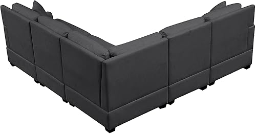 Miniatura 6 de kevinplus Sofá modular modular de 88 pulgadas en forma de L para sala de estar, sofá esquinero moderno de 5 asientos con 2 cojines para apartamento,