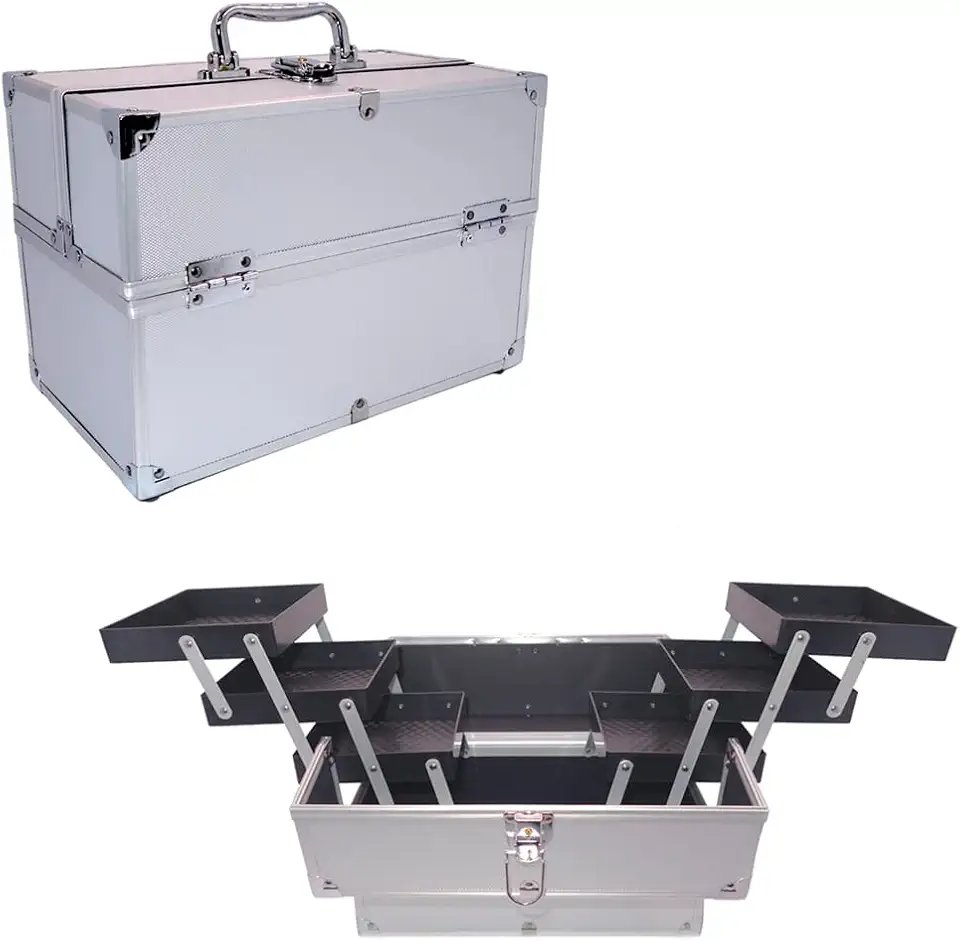 Maleta Para Maquiagem Porta Joias Bijuterias e Acessórios (PRATA)