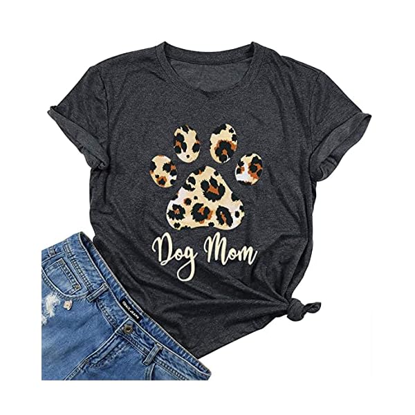 Umsuhu-Dog-Mom-Leopard-Sunflower-Shirts-for-Women-Graphic-Tee-Shirts-Tops Umsuhu Dog Mom Shirts Gifts for Women Dog Lover Shirts Gifts Cute Paw Graphic Tee Shirts Tops (X-Large, A-Dark Gray)