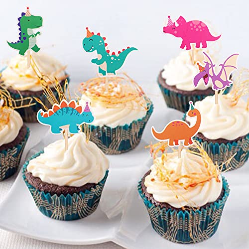 48 Pcs Assembled Dinosaur Cupcake Toppers Baby Dinosaur Cupcake Picks Dino Theme Baby Shower Kids Birthday Party Cake Decorations Supplies #TOP2