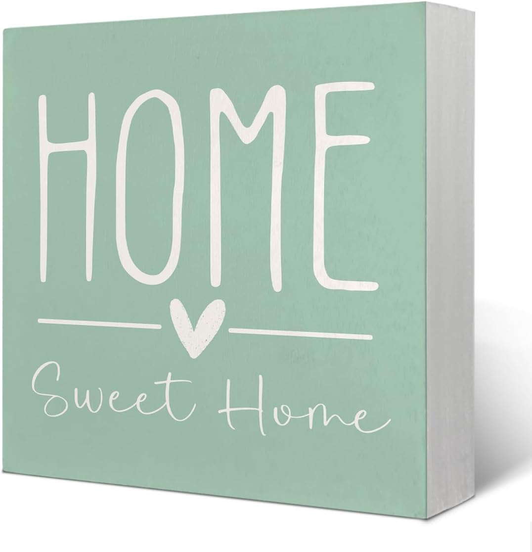 Pibonto Men's Desk Decor 5X5 Inch Sage Green Country Home Sweet Decor - Farmhouse Table & Shelf Decor