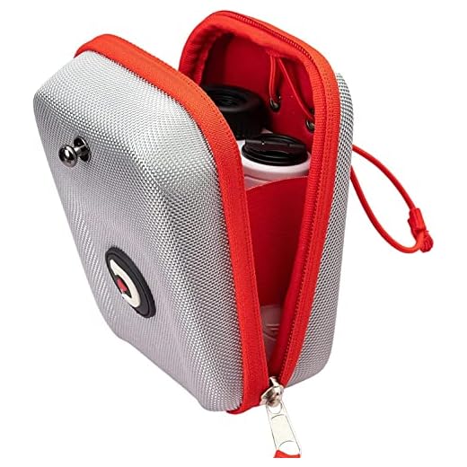 ACHIX Golf Rangefinder Hard Shell Case Compatible with Bushnell/Callaway, Universal Range Finder Carry Bag with Carabiner Belt Clip, Silver With Red Edge, 5.59 * 3.7 * 2.5inch, Modern