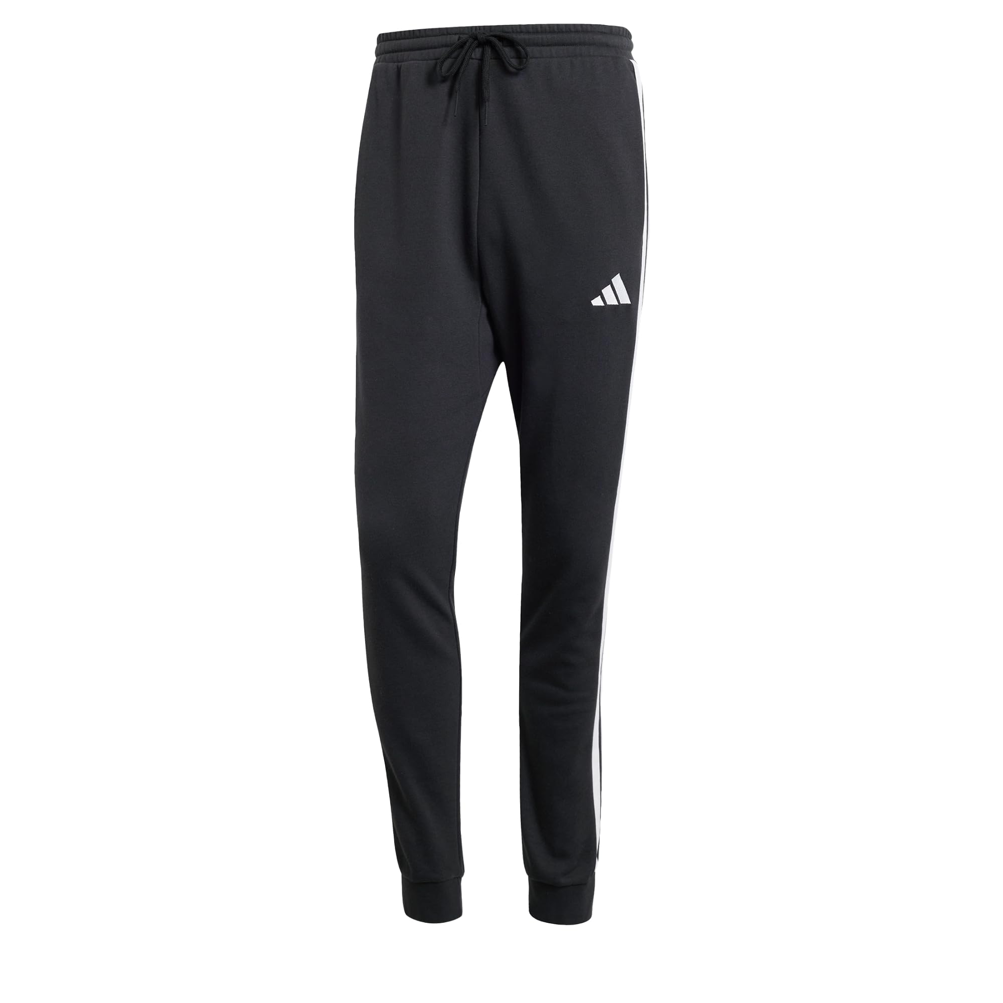 adidas Men's Essential Three Stripes French Terry Pants, Black/White, XXL