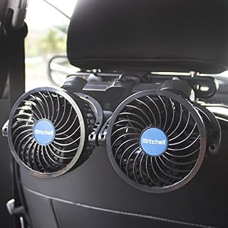 poraxy Car Fans,12V Electric Auto Cooling Fan, Headrest 360 Degree Rotatable Dual Head