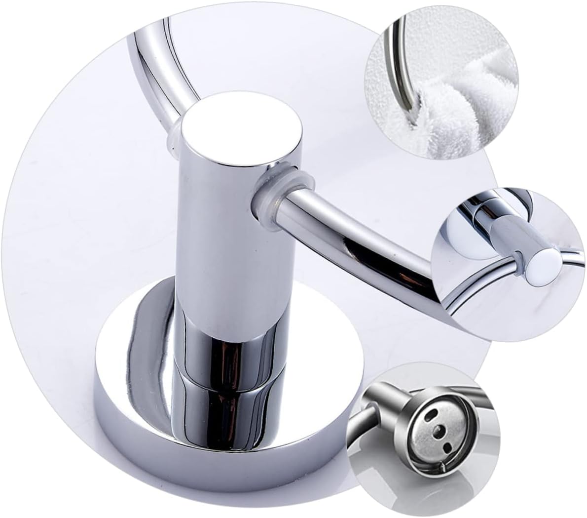 3pcs Stainless Steel Towel Ring for Bathroom Towel Storage Rack Easy Install Includes Toilet Paper Holder Rob Hook