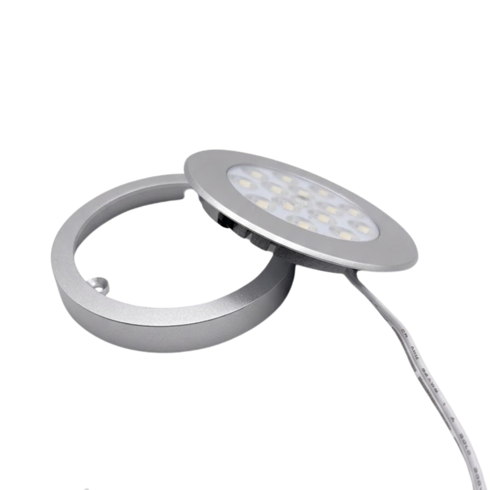 kalb | focos LED cocina bajo mueble Orbis set 3 12V 4000K gris plata con transformador focos empotrables mueble iluminación encimera 70 mm