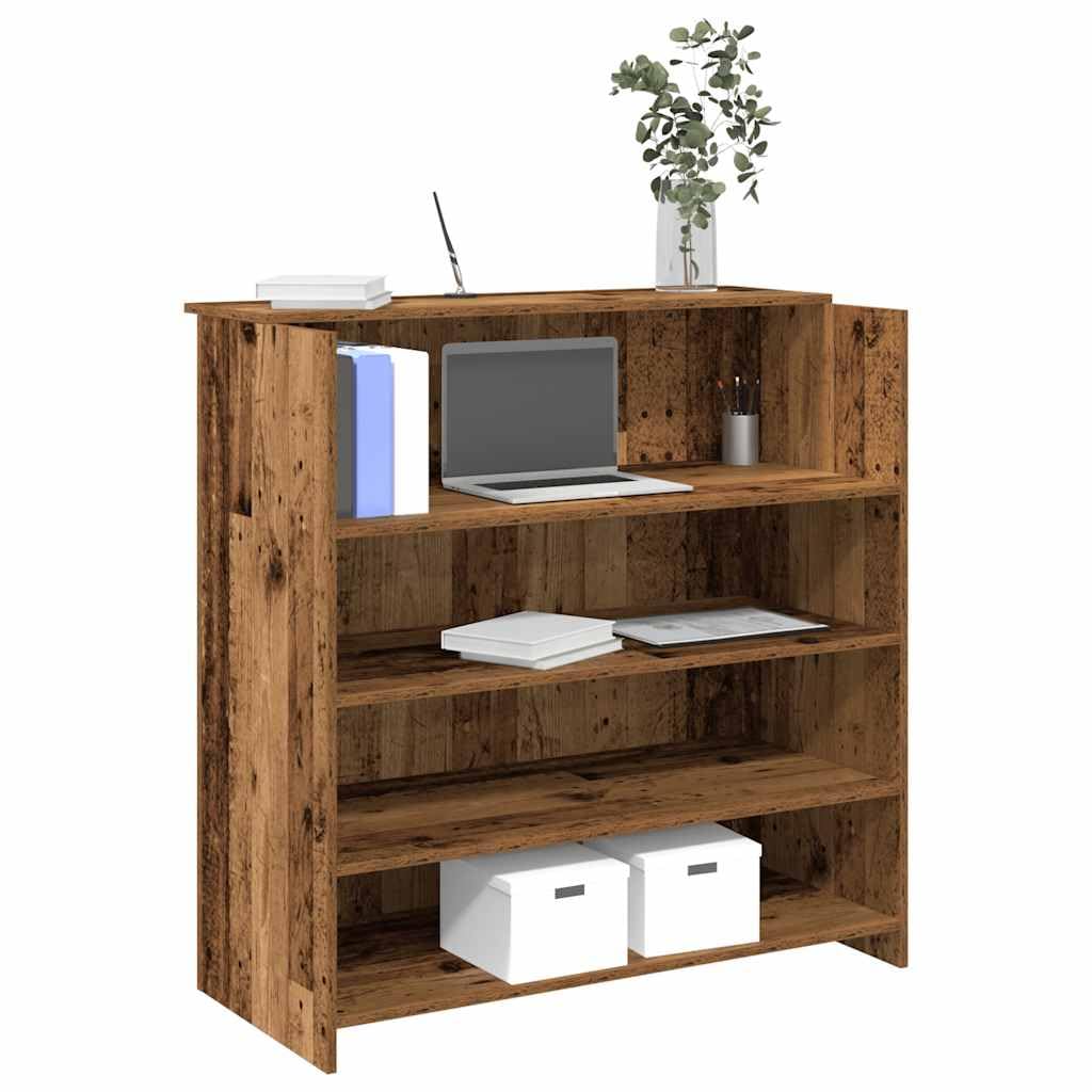 Szafka recepcyjna o wyglądzie starego drewna, 100 x 50 x 103,5 cm, materiał drewnopochodny, meble biurowe, uniwersalne, miejsce do przechowywania, wytrzymałe, do biura, hotelu, kliniki