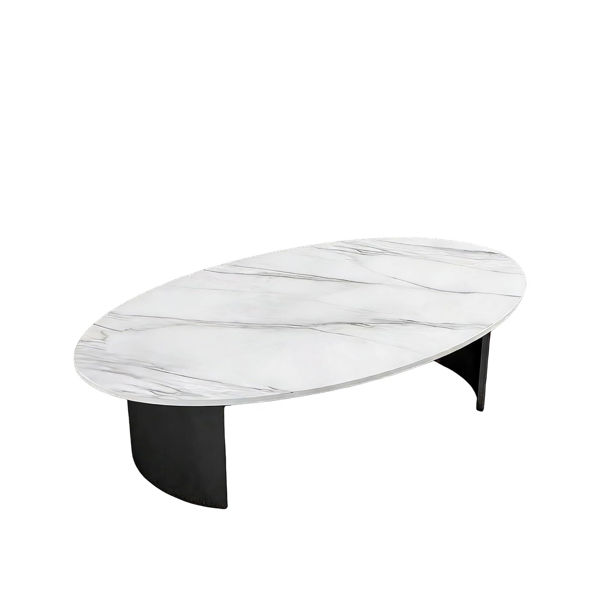 Tavolino da caffè ovale moderno – Tavolino da tè in marmo bianco per soggiorno e bar – design Sk – decorazione ideale per la casa, taglia XL, accento slish per Smals