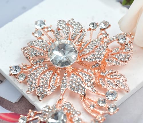 Image of Gyn&Joy 7.59 Inch Crystal Large Wedding Bouquet Brooch Pin