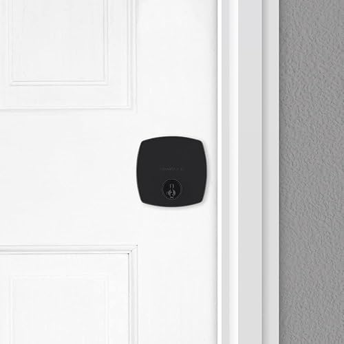 Miniatura 11 de Kwikset Midtown - Cerradura de cerrojo de seguridad, puerta de entrada delantera con llave exterior moderna color negro mate, resistente a púas