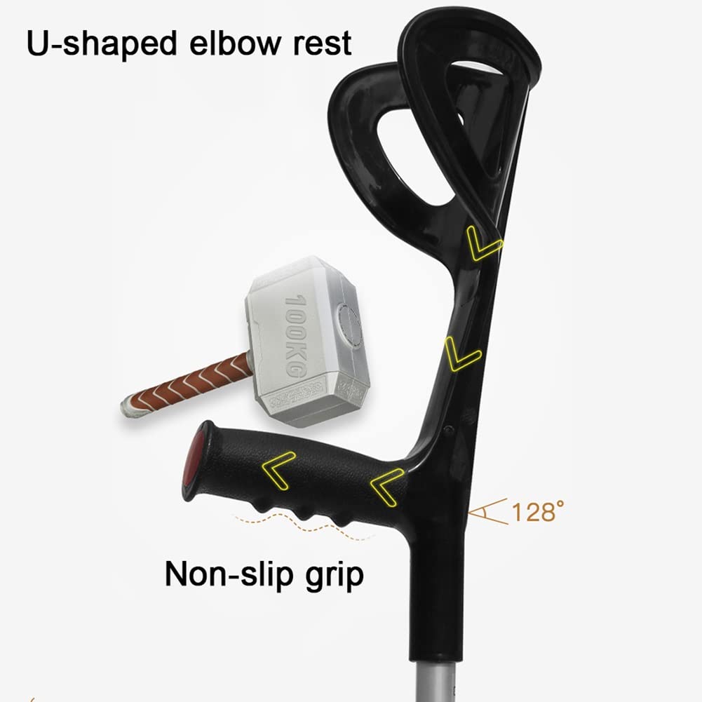 Muletas del Antebrazo para Adultos, Bastones de Aluminio Médico Plegable, Mango Ergonómico, 10 Altura Ajustable, Altura Aplicable: 140~190 Cm (Color : Silver, Size : 1 Count)