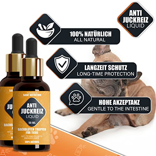 Saint Nutrition® JUCKREIZ Tropfen für Hund & Katze bei Hautreizungen – hochdosierte Soforthilfe gegen Juckreiz - pflegt Haut und Fell 50 ml