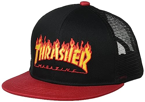 [�X���b�V���[] �L�b�Y �t���b�g�L���b�v (�n�[�t���b�V���d�l) [ 23TH-C09K / FLAME LOGO CAP ] �X�q BLK/RED