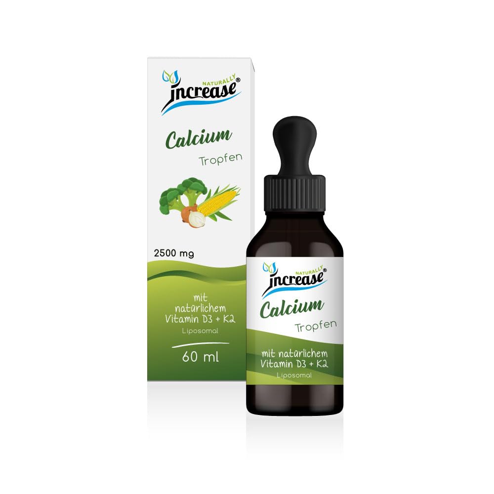 Nimm 3, zahl 2 Aktion Liposomale Calcium Tropfen hochdosiert - (225.000mg in 3 Flaschen) 2500mg Calcium pro Tagesdosis mit Vitamin D3 + K2 - MCT Öl - Hohe Bioverfügbarkeit