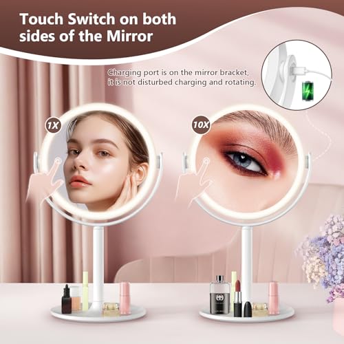 Espejo para maquillaje redondo con luz y aumento 8.6" miniatura 4