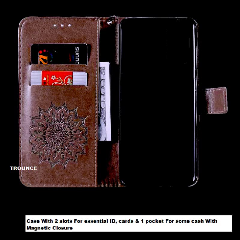 Image of TROUNCE Queen Faux Leather Flip Case Cover with Card Cash Holder Wallet Case | Magnetic Lock Mobile Cover |Back Case - Brown for Samsung Galaxy A54 5G