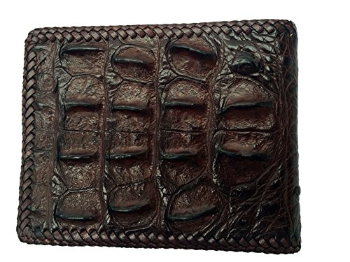 NEW GENUINE 100% CROCODILE ALLIGATOR HORNBACK LEATHER HARD ROCK HANDMADE BROWN BIFOLD WALLET3