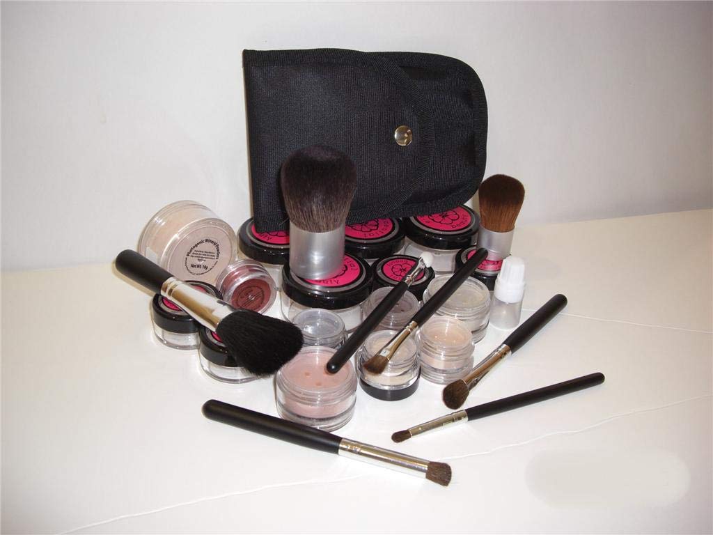 Escential Beauty 24 Piece Mineral Makeup Set Dark Shades