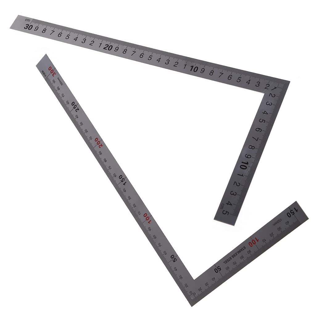 Stainless Steel 15x30cm 90 Degree Metric Try Square Ruler Scale