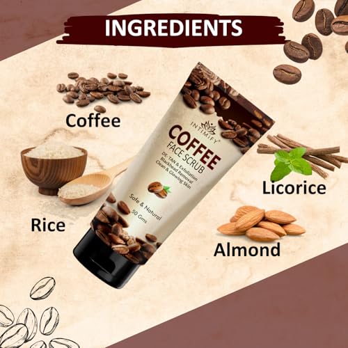 Image of INTIMIFY Coffee Face Scrub For Glowing Skin, Provides Exfoliation and Skin Refresh, Removes Dead Skin, Blackheads, for Women & Men - 100g