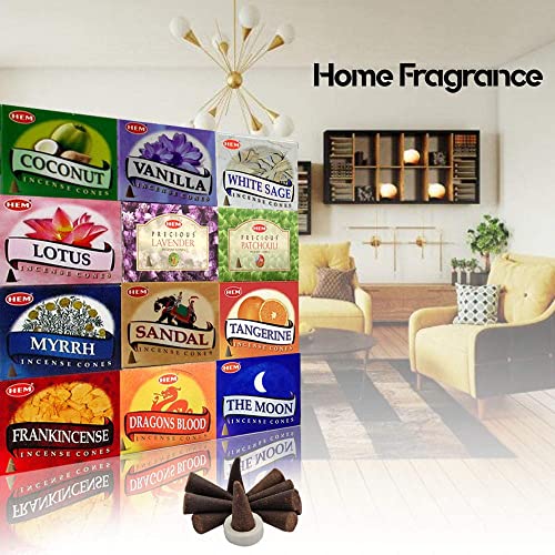 Hem Pack Of 12 Assorted Incense Cones (10 Cones Each Total 120 Cones ) #TOP3
