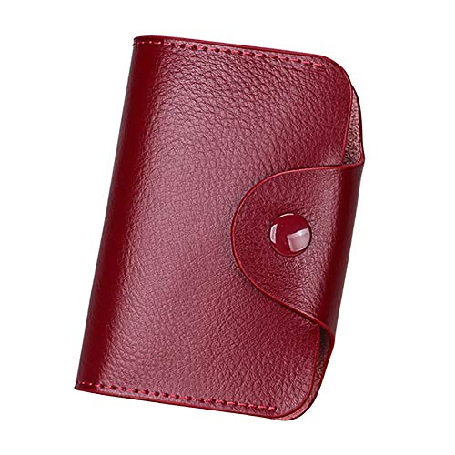 Preisvergleich Produktbild Kreditkarten-Etui, Visitenkarten-Etui, Weiches Rindsleder Kreditkartentasche, Visitenkartenhalter, Visitenkartenmappe, Kartenaufbewahrung für Herren und Damen (Bordeauxrot)