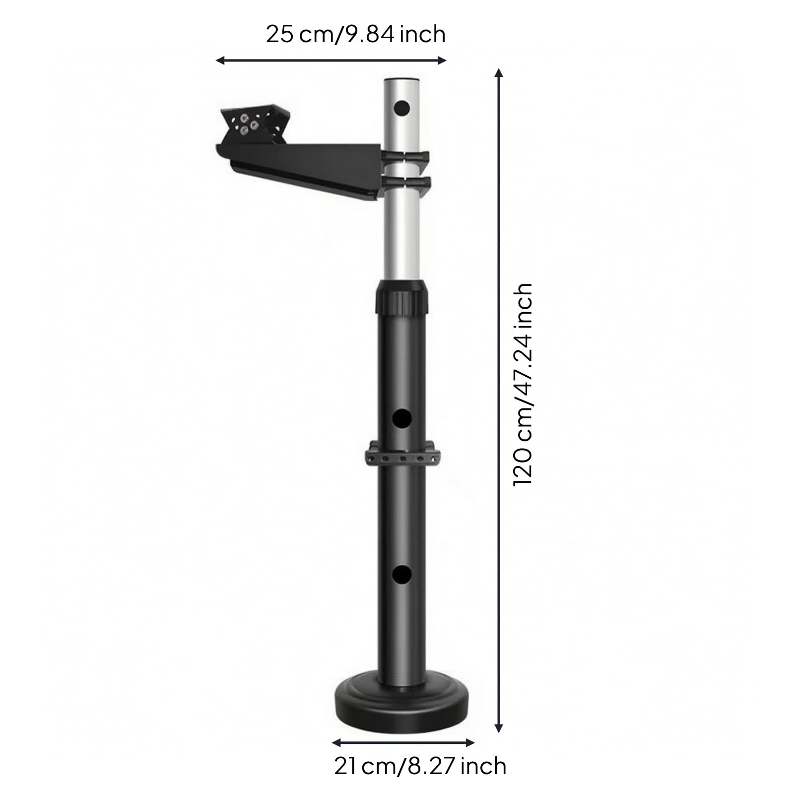Soporte de Cámara Ajustable Soporte Telescópico Mástil de Vigilancia Base Ponderada Montaje Lateral Material Acero y Aleación de Aluminio Adecuado, Size to 2