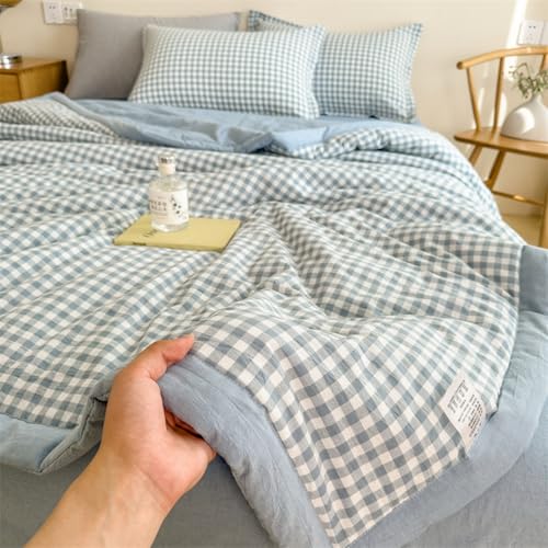 Odot 2,5 TOG Edredon Lavable Sin Funda, Edredón Fresco Verano Cama - Ligera Respirable Acolchado Manta de Enfriamiento para Días Calurosos (80x100cm,Cuadros 6)