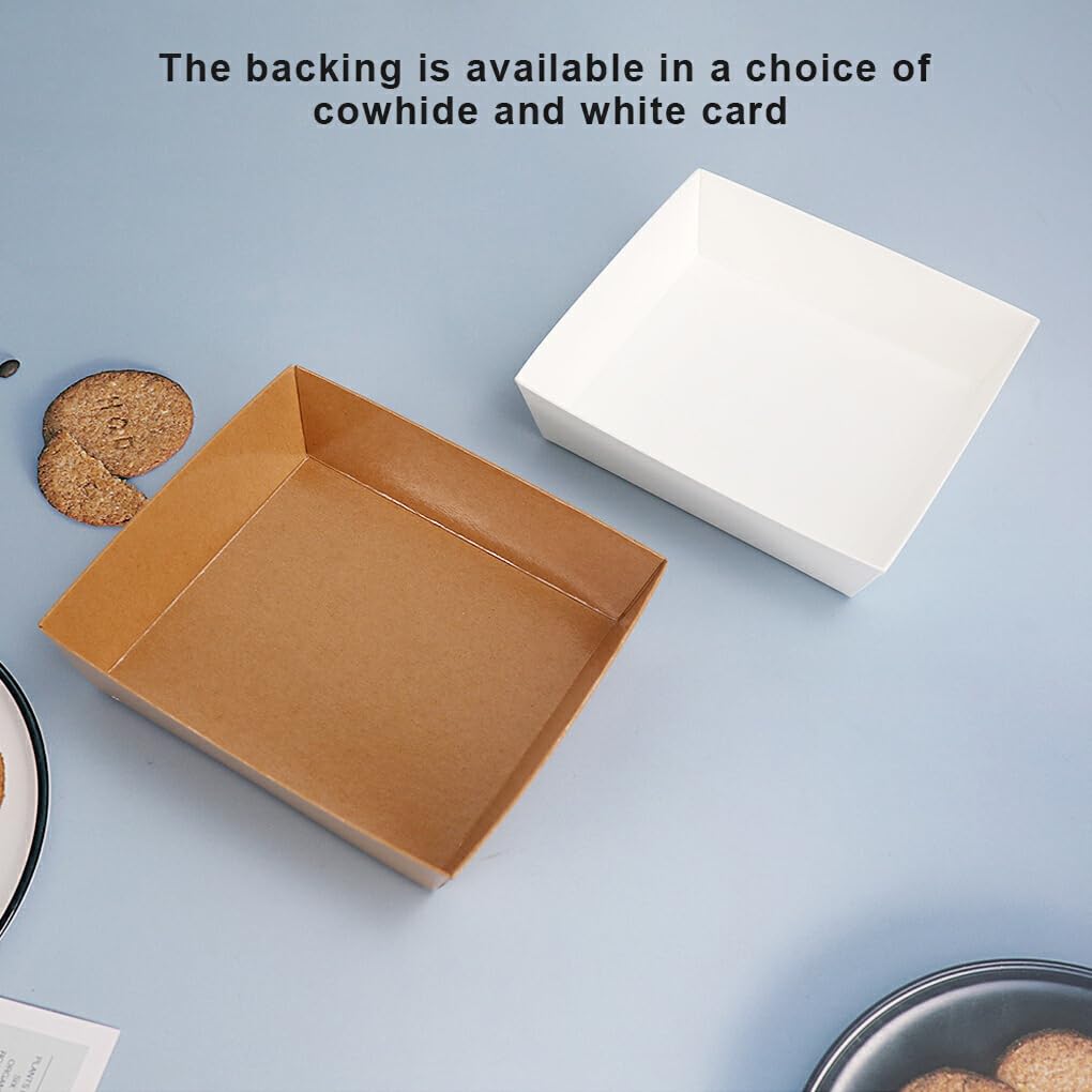 Cajas para cupcakes de 100 piezas con ventana, galletas, dulces, recipientes para repostería, organizador portátil de ensaladas y pasteles de un para el hogar, Blanco
