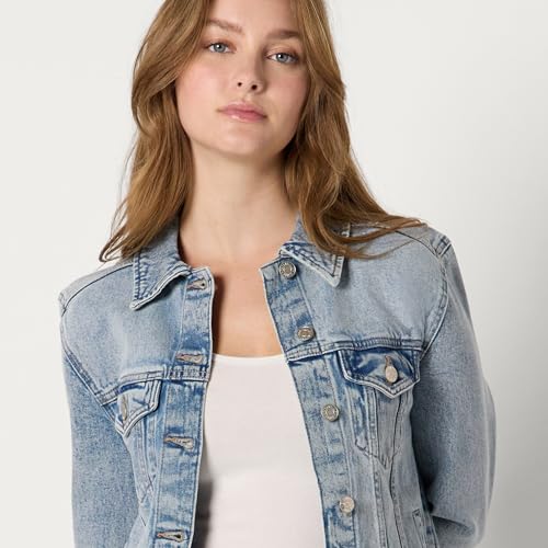 Image of Amazon Essentials Women's Regular-Fit Denim Trucker Jacket