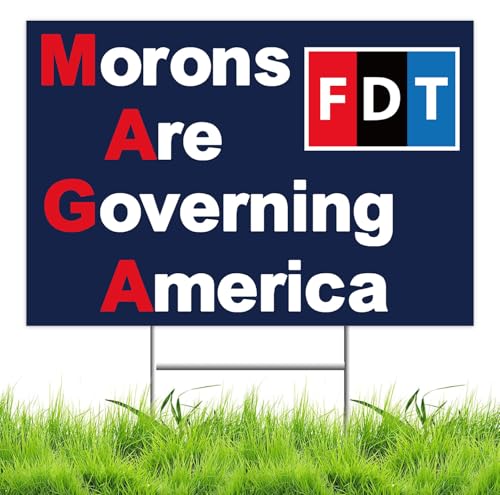 Morons Are Governing America Yard Sign Political Protest Yard Sign Double Sided Corrugated Plastic Outdoor Lawn Garden Sign with Metal H Stake 18x12