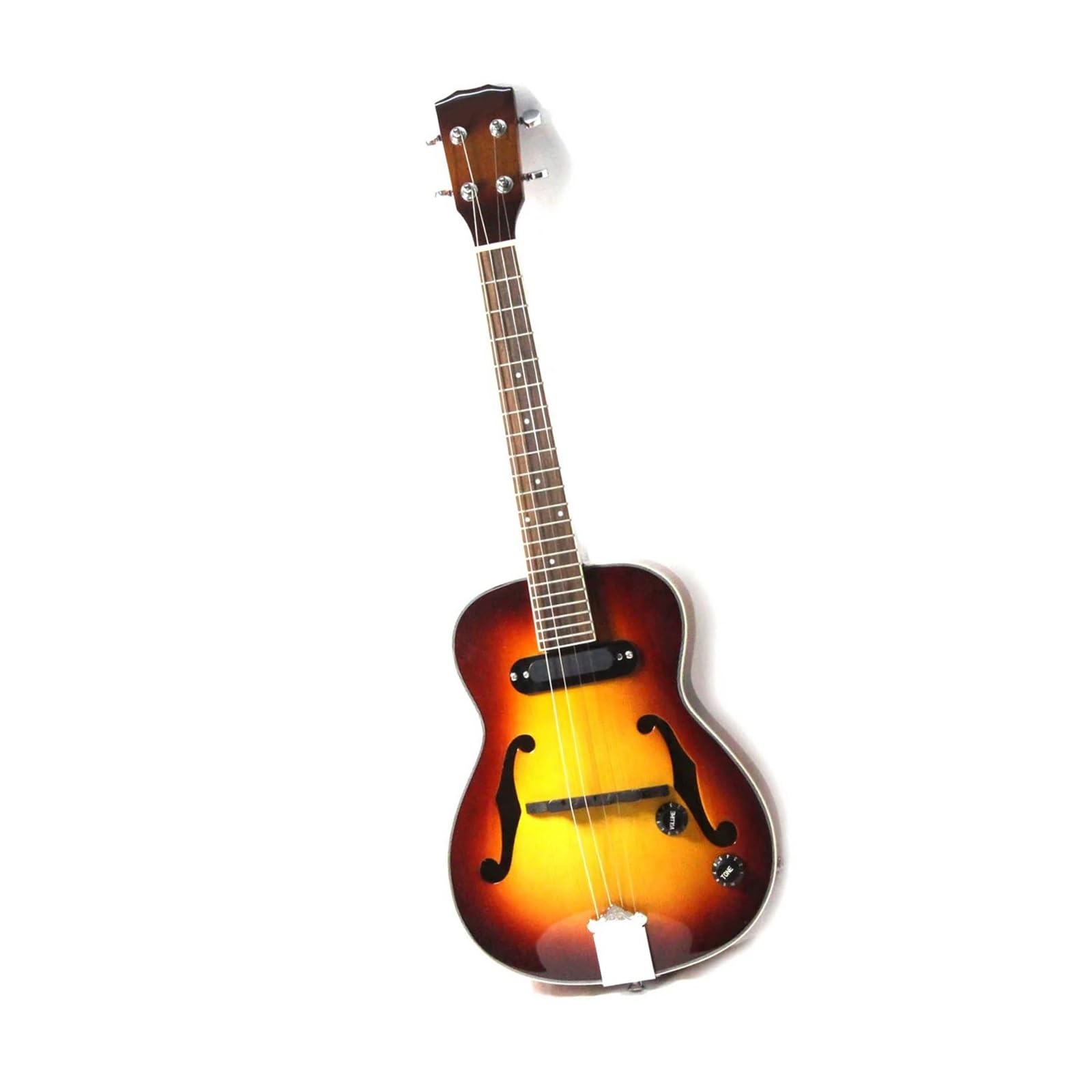 Mini Gitara Akustyczna Jazz 4 Strunowa Z Otworami F I Przetwornikiem Ukulele Dla Dorosłych
