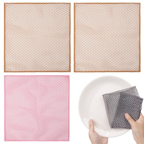 Innovative Dish Washing Net Cloths/Scourer - 100% Odor Free/Quick Dry - No More Sponges with Mildew Smell - Perfect Scrubber for Washing Dishes - 11 by 11 inches - 3PCS
