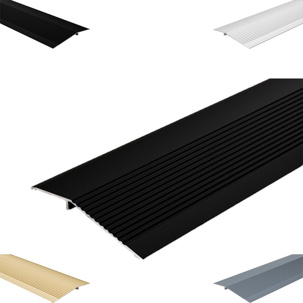 Aluminiowa listwa podłogowa Trat z regulacją wysokości 10 40 mm 90 cm (czarna 75 mm 7,4 cm) Próg Trat p dla Smooth Flo Chans