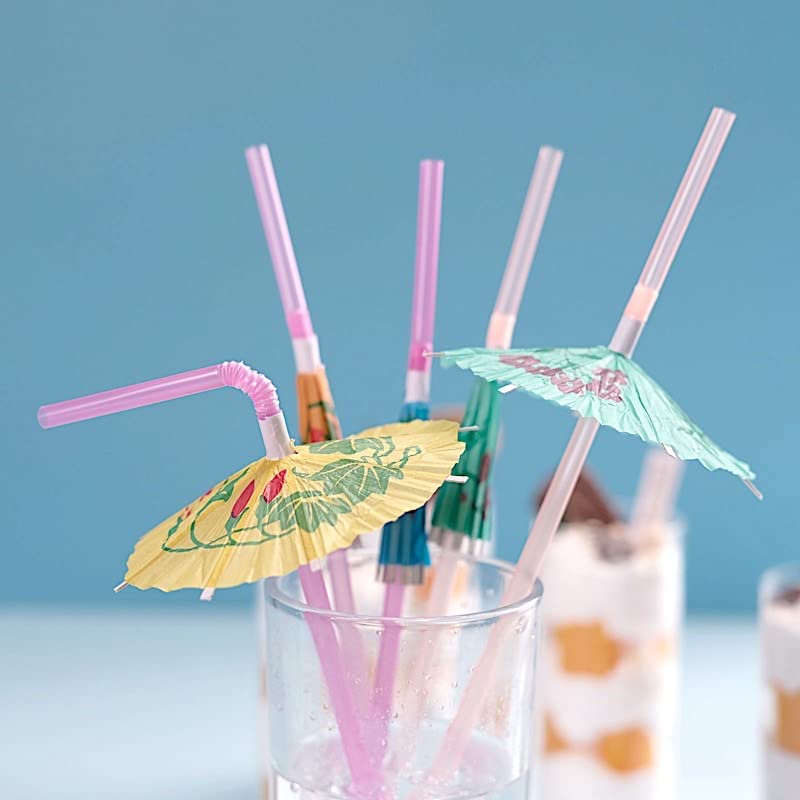 50 Pitillos Plásticos Descartables con Mini Sombrilla miniatura 6