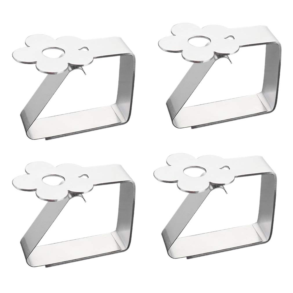Emsmil4 Pieces Tablecloth Clips Flowers Tablecloth Clip Stainless Steel for Tables No More Than 3 cm Thick Clamps for Patio Table Home Outdoor Garden