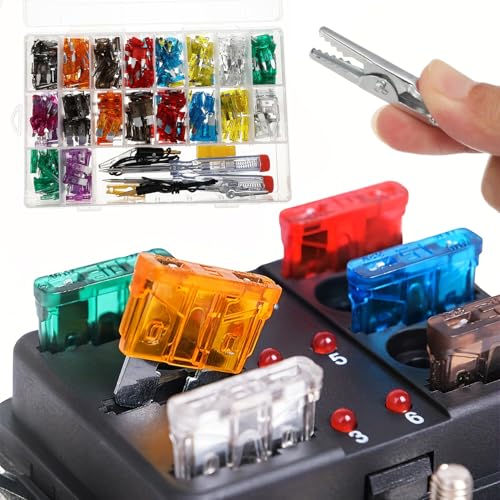 Kit de fusibles para automóvil Alipis, 1 set con probador de fusibles y extractor, estuche de almacenamiento para organización fácil, para automóviles, RV y uso automotriz miniatura 3