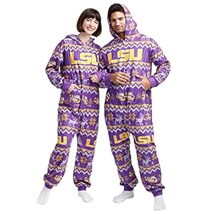 FOCO LSU Tigers NCAA Ugly Pattern One Piece Pajamas – L