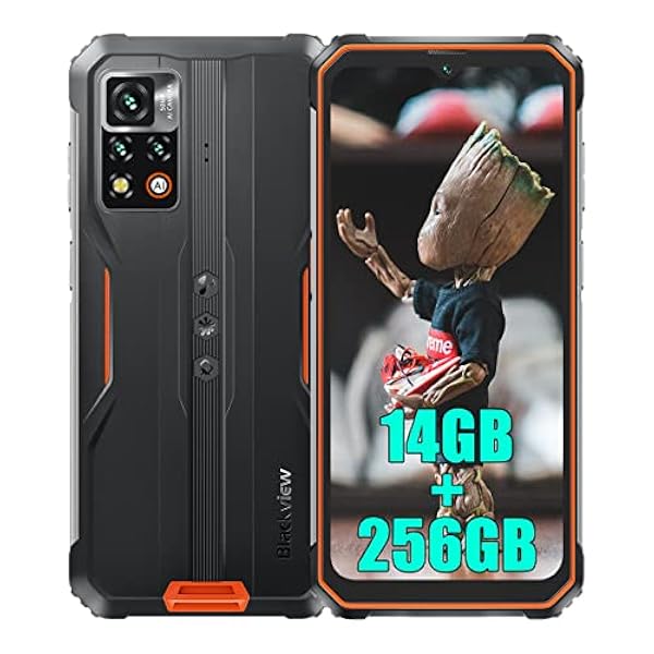 Blackview BV9200 4G Teléfono Móvil Resistente 2023, 14GB 256GB MTK G96 IP68 Smartphone Todoterreno, 5000mAh, 6.6"FHD , 50MP 16MP, Android 12 Telefono Movil Antigolpes, Dual SIM/GPS/NFC/OTG/FM,Naranja