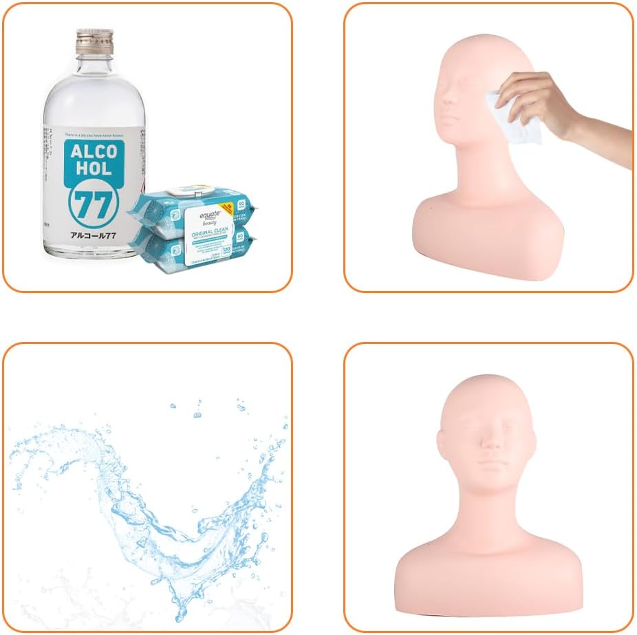 Joyzan Esthetics Mannequin Head with Shoulder, Multi Function Soft PVC Human Hair Makeup Manikin Practice Model Skin Massage Lash Extensions Wig Hat Display Facial Salons Cosmetology School Students