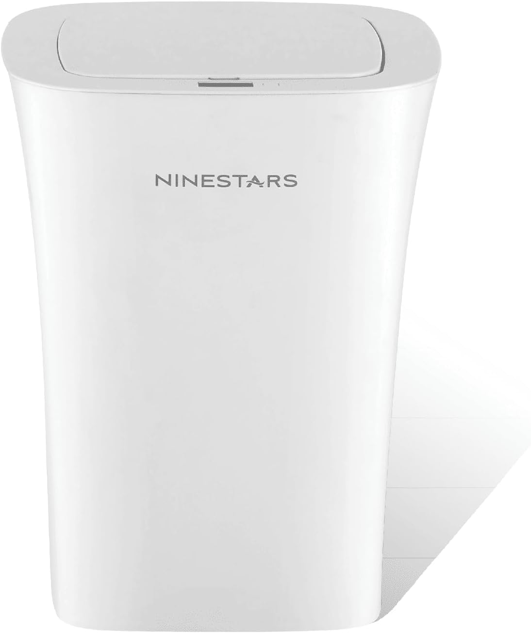 Ninestars Rounded Square Water-Resistant Motion Sensor Trash Can, 2.6 Gallon (Compact, White)