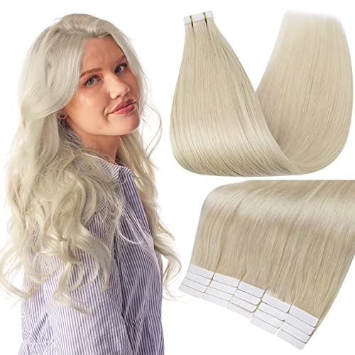 Fshine Tape in Extensions for Women 24 Inch Tape in Hair Extensions Platinum Blonde Color 60 Real Hair Extensions Tape in Human Hair for Thin Hair 20 Pcs 50g Seamless Hair Extensions