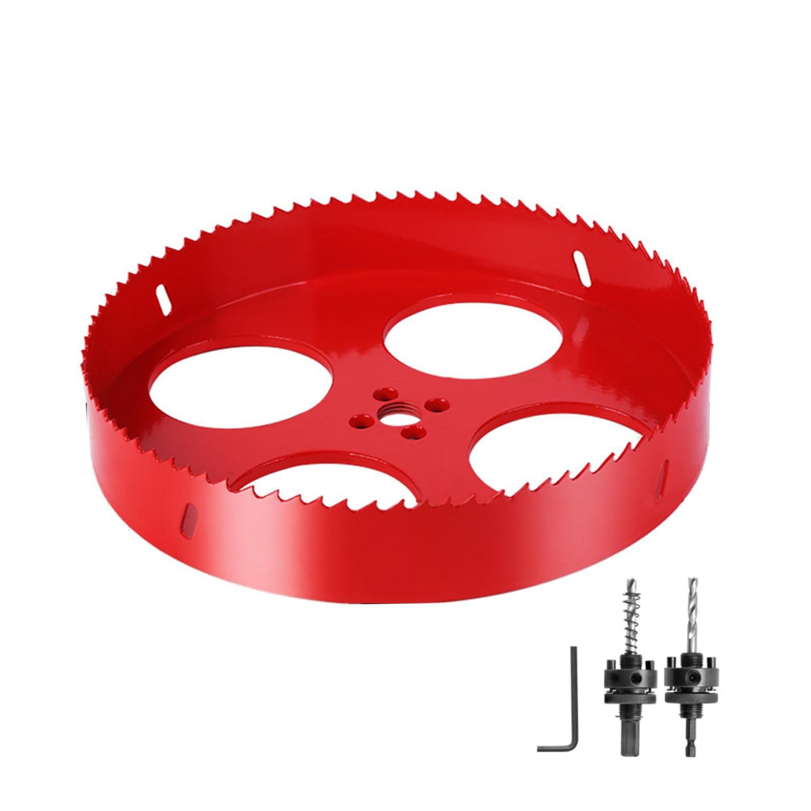 Hole Saw with Quick Change Arbor,210mm Hole Cutter HSS BI-Metal for Wood,Plywood,PVC,Drywall and Metal Sheet,25mm Cutting Depth,Red