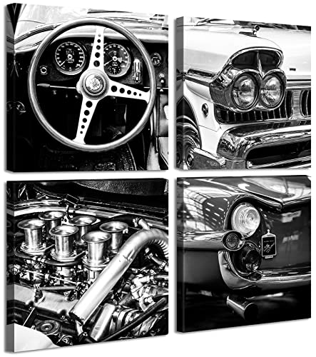 Black and White Vintage Car Posters