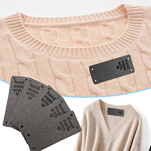 WiYould 40 Pcs PU Leather Label Faux Leather Handmade Sew on Tag Label Handmade Embossed Tag Embellishment Crochet Knit DIY Jeans Bags Shoes Hat Apparel Accessories(Love - Image 2