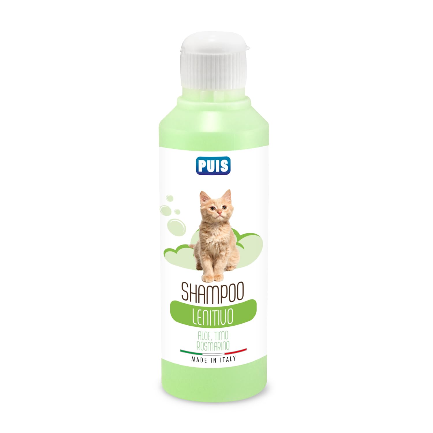 PUIS Shampoo Gatto Lenitivo Profumato, Aloe Timo e Rosmarino Ipoallergenico - 220ml