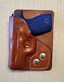 Braids Holsters Leather Wallet & Pocket Holster for Smith & Wesson Bodyguard 2.0, Color Brown, Snap Button Design