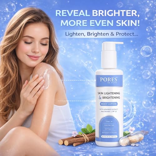 Image of PORES Be Pure Skin Lightening & Brightening Body Lotion with Liquorice Extract, Niacinamide & SPF 20 | Tan Removal, Even Skin Tone & Sun Protection | No Parabens & Silicones - 250ml