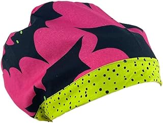 European Style Scrub Cap - Halloween Bats/Dots/Pink - Scrub Hat for Women & Men tie Back | Working Cap with Holder. Scrub Hats for Women, Nurses Hats | Dr. Hats